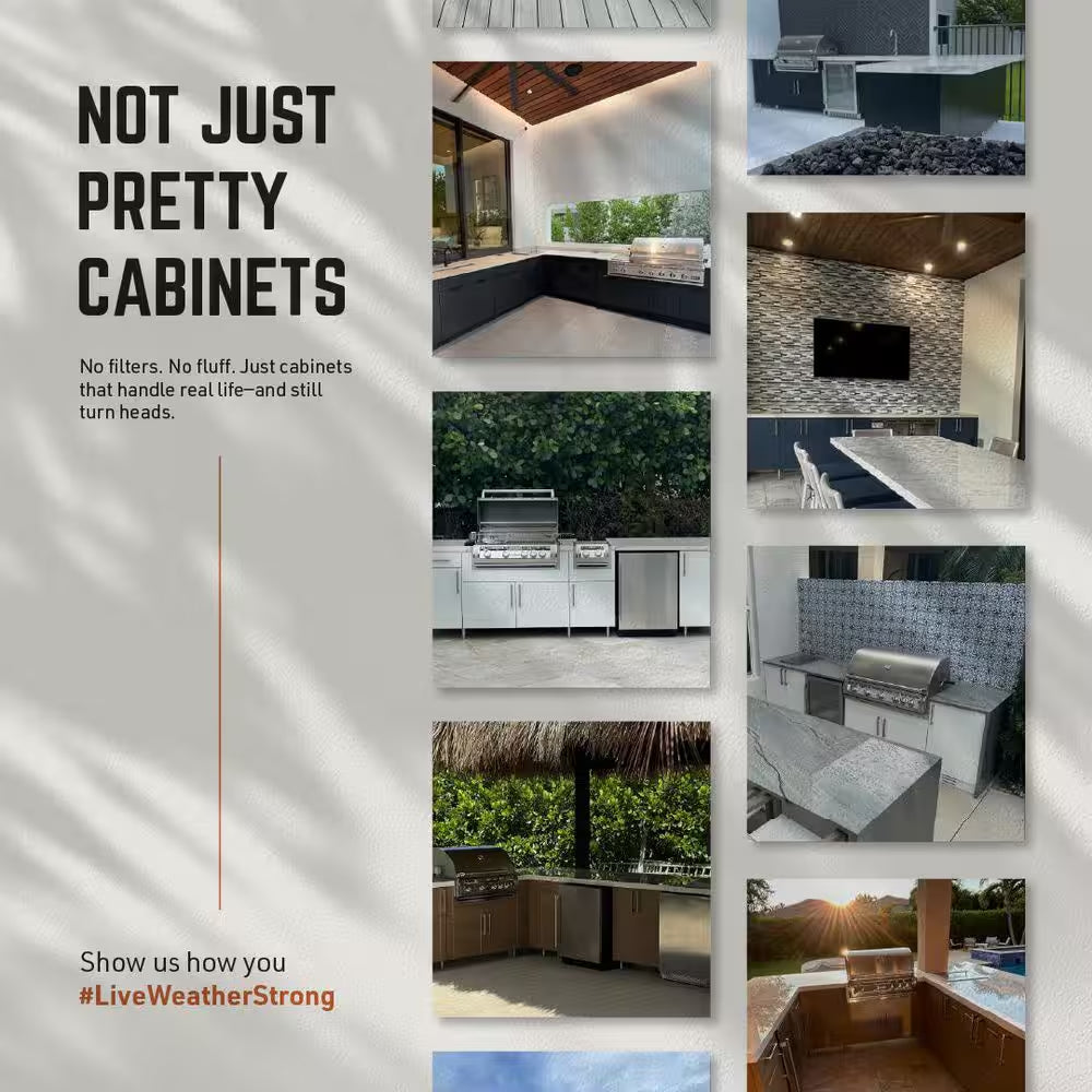 Miami Dark Ash 17-Piece 121.25 In. X 34.5 In. X 28 In. Outdoor Kitchen Cabinet Island Set